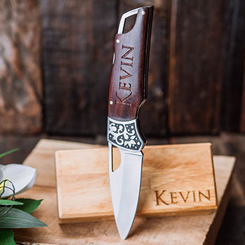 Engraved hunting deals knife