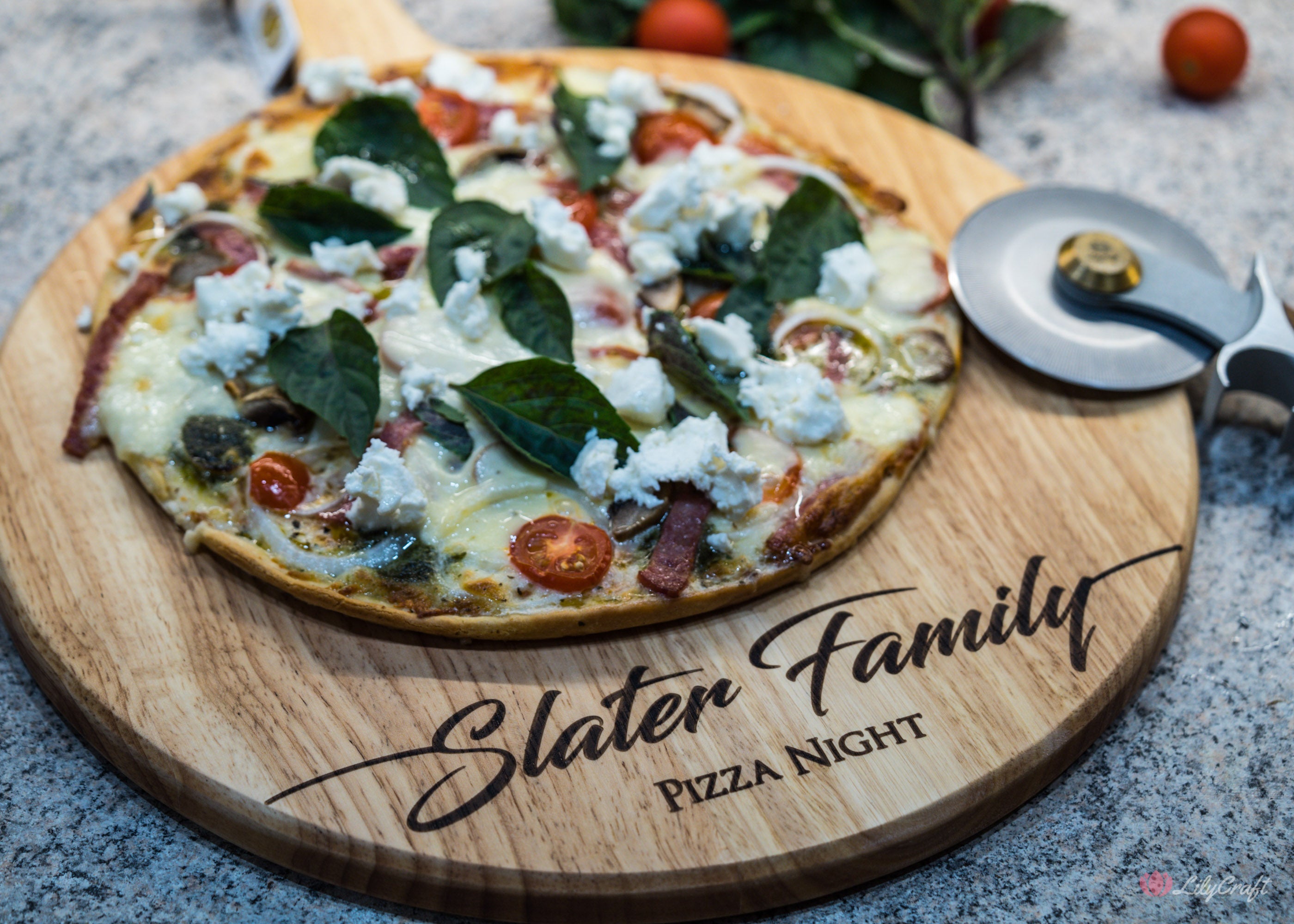 large custom engraved pizza board
