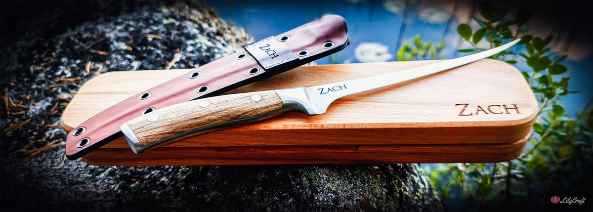 flexible fish filleting knife personalised engraved fishing knife with leather sheath and gift box