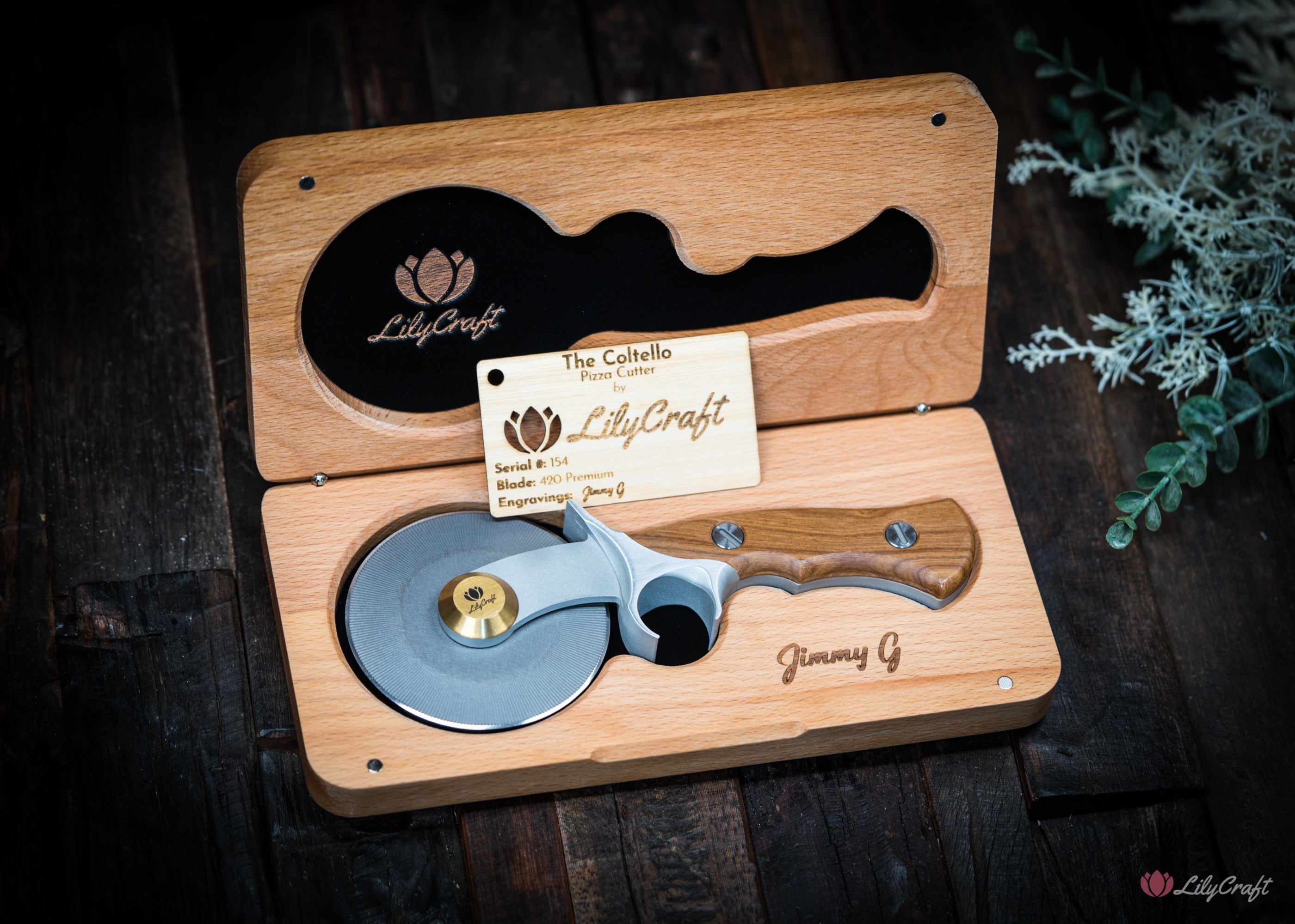 Coltello Pizza Cutter Beech Wood Box