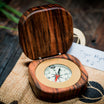 Handcrafted wooden compass with Tiger Myrtle wood
