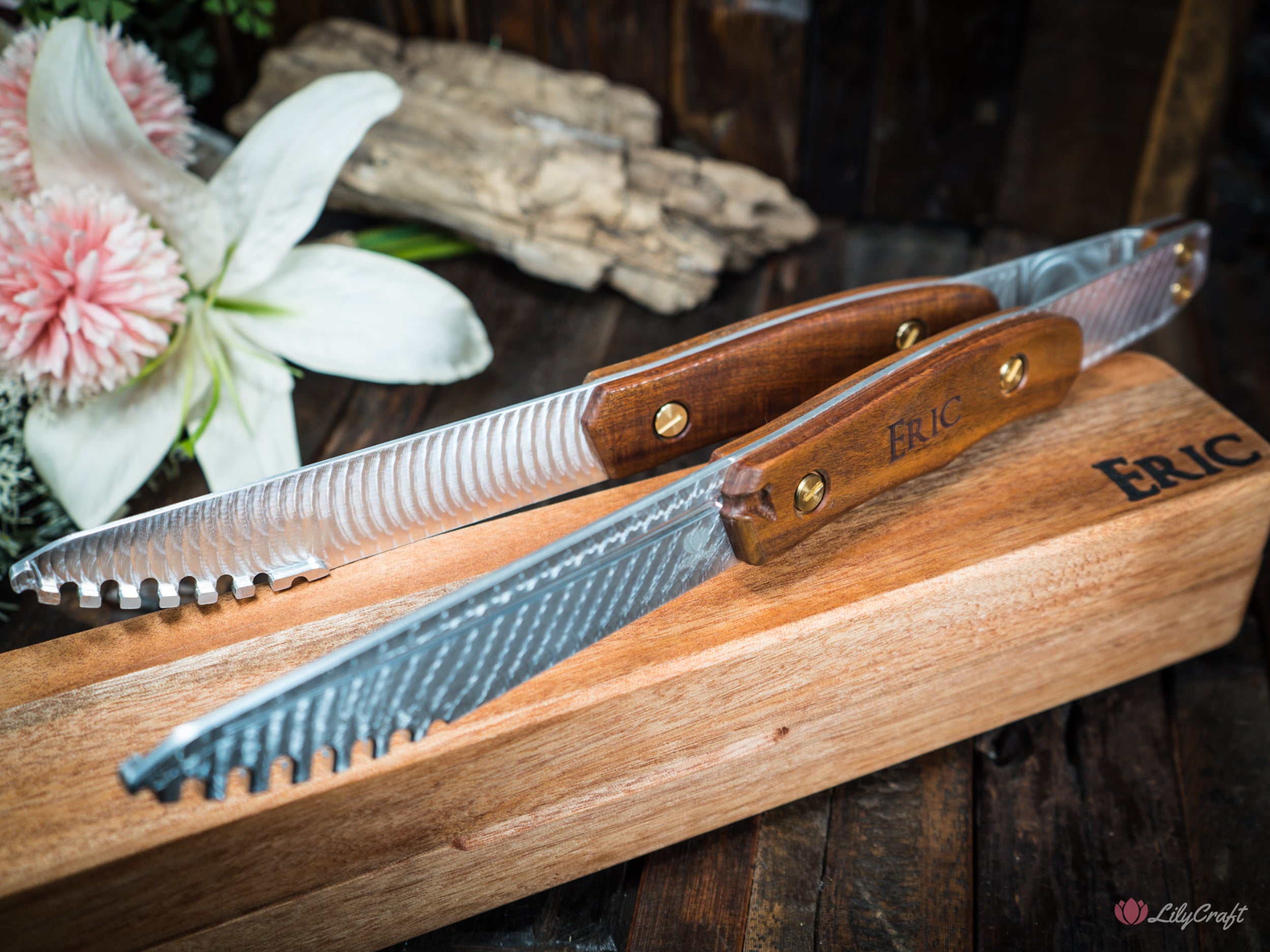 Personalised grilling tools for Dad - custom engraved BBQ tongs with gift case.