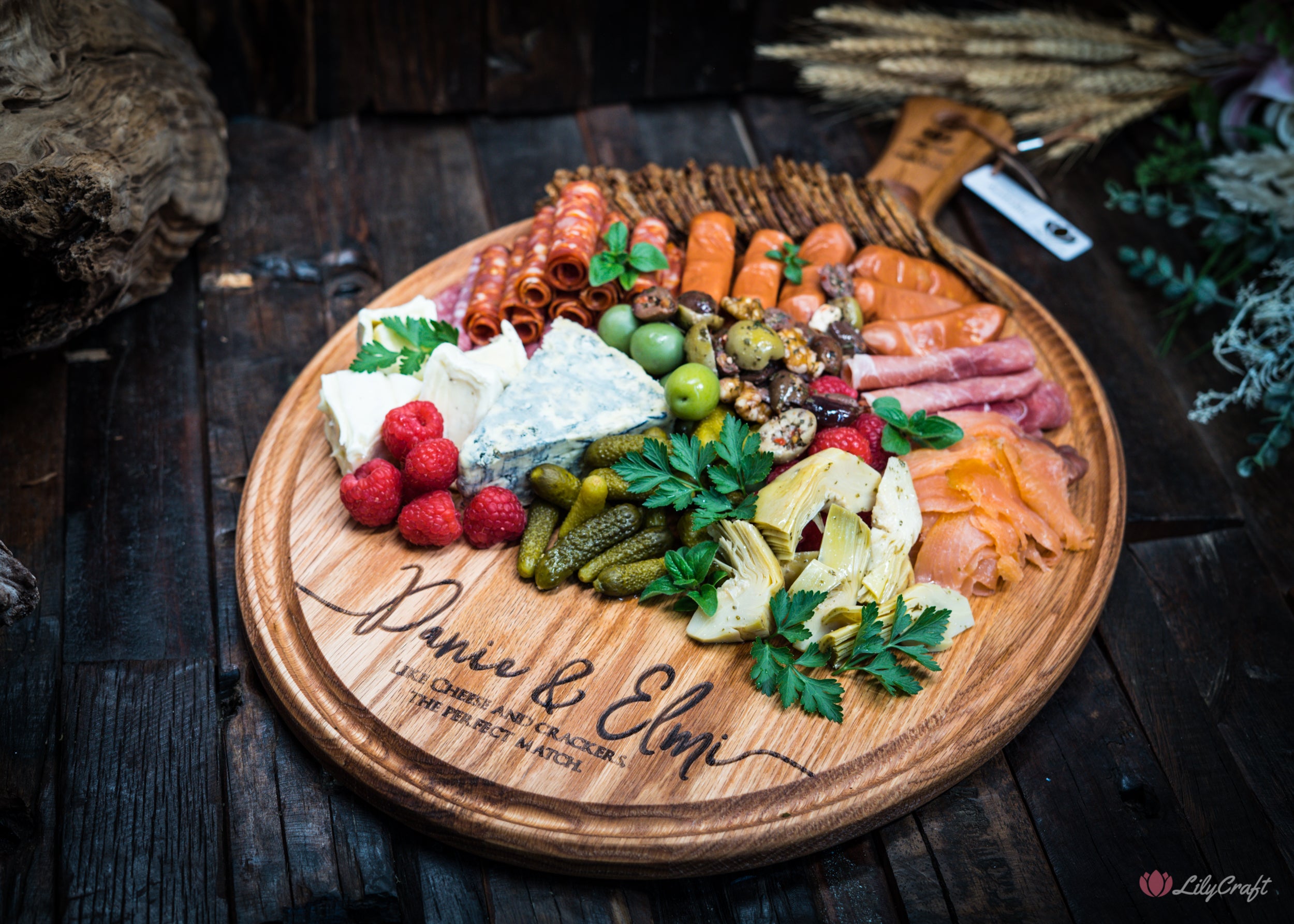 Introducing an extra-large cheese and charcuterie board in stunning red oak. Make a statement with this versatile serving platter perfect for any occasion.