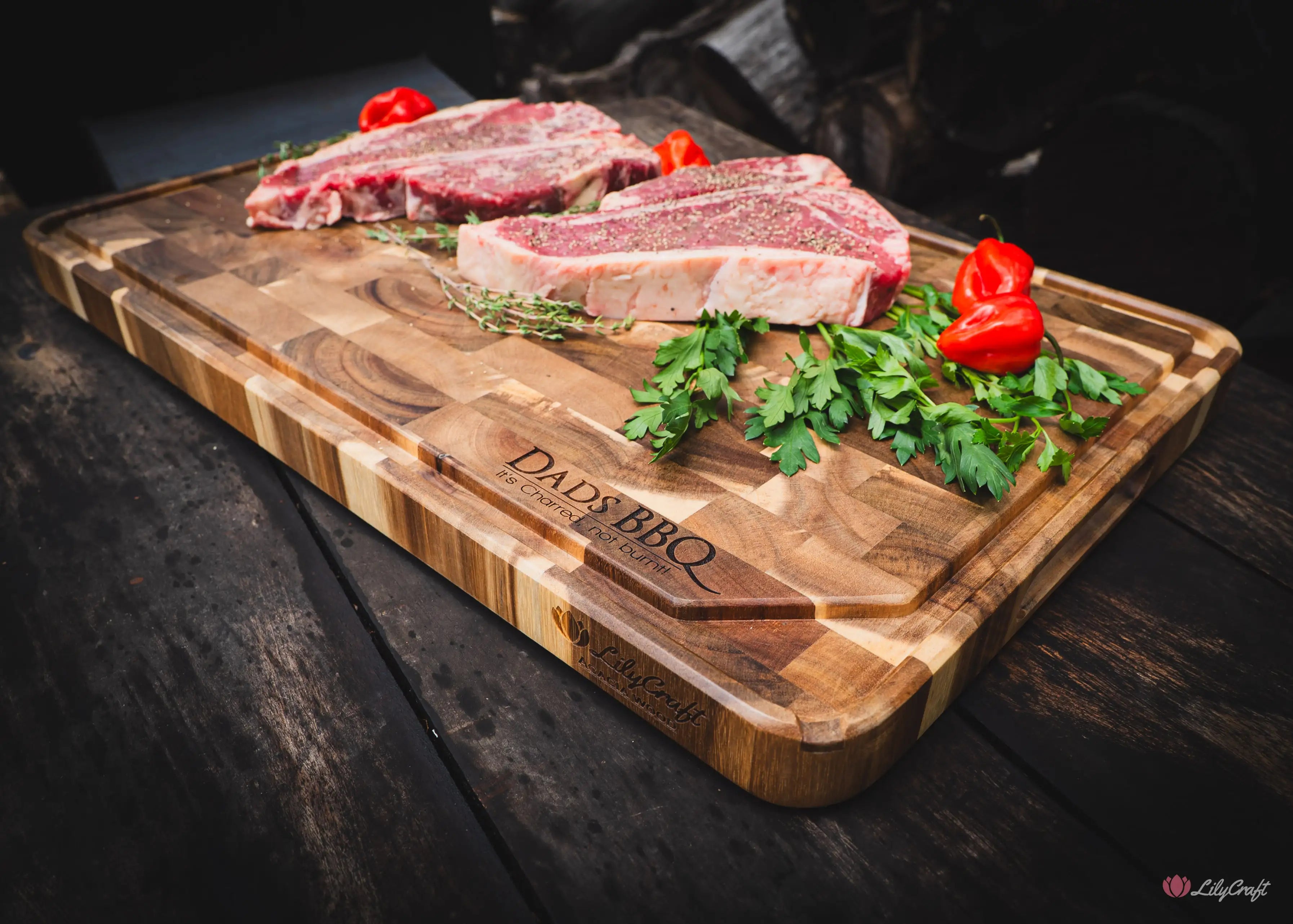 Durable end grain wood board for professional chefs