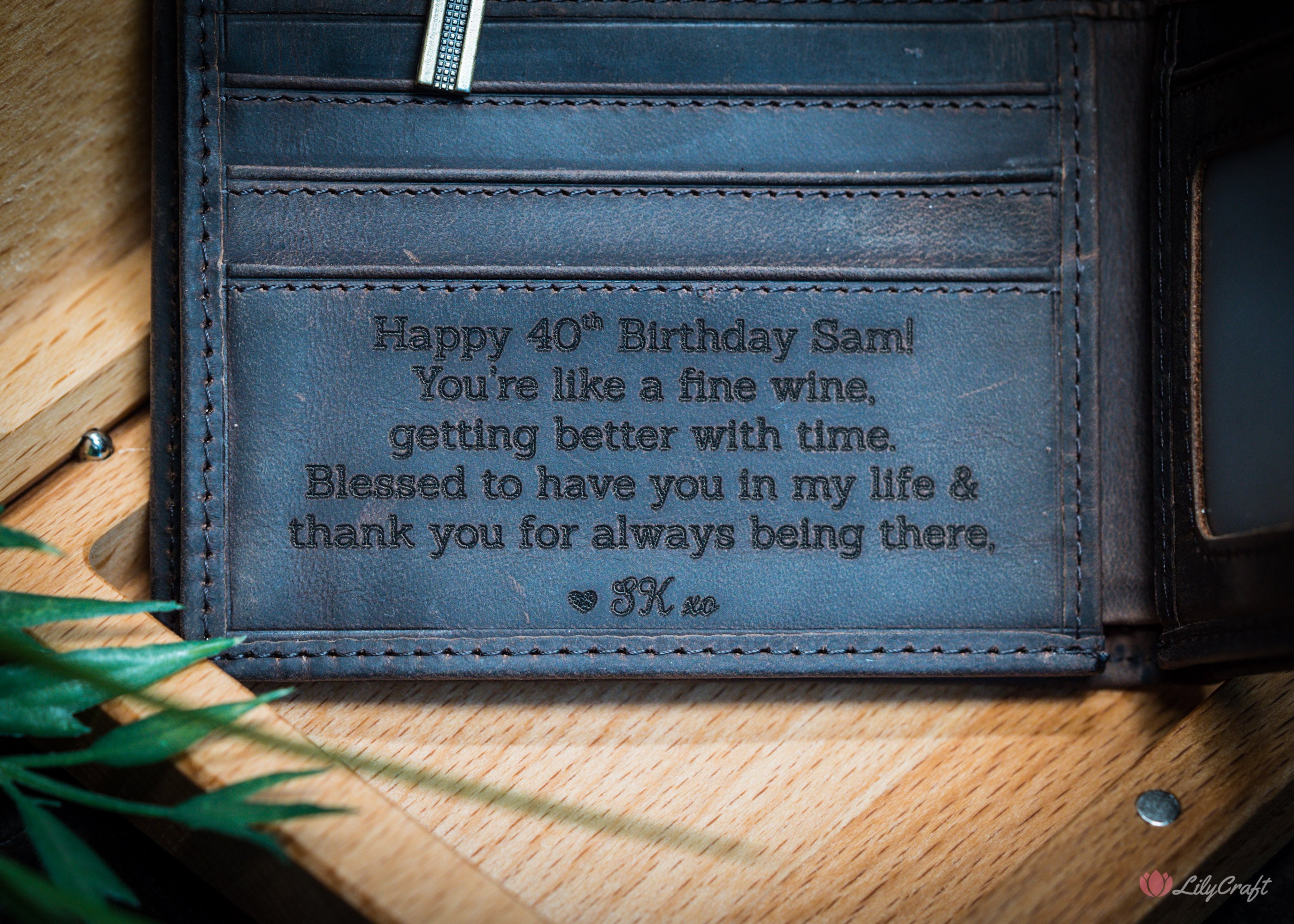 personalised mens wallet dark brown