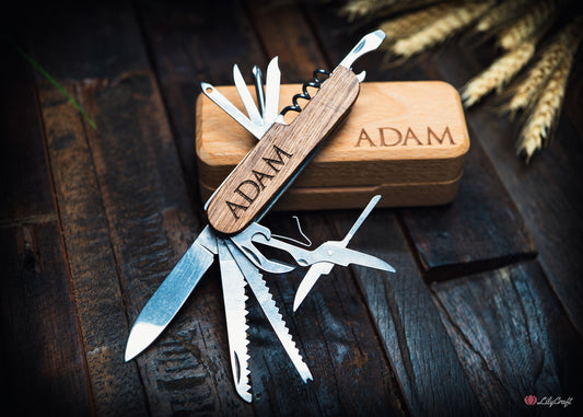 Personalised Swiss Pocket Knife Gift – Engraved Multi Tool for Men