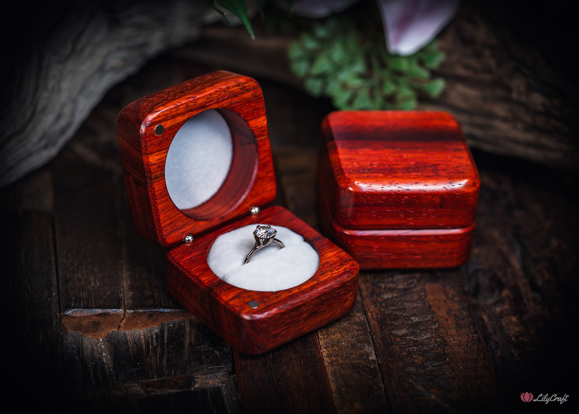 padauk wooden ring boxes