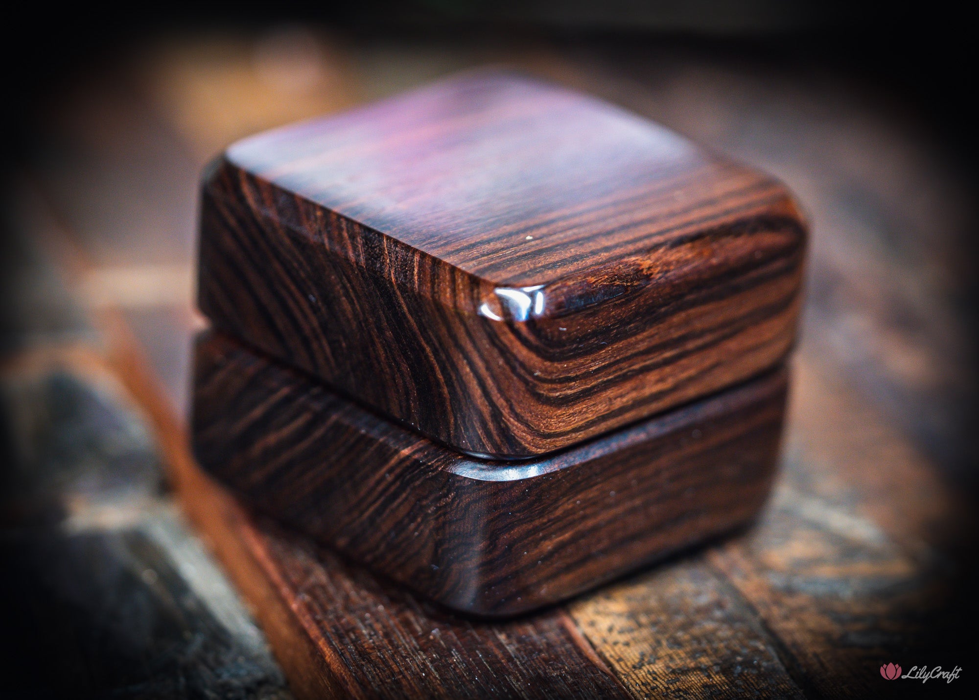 polished ring box rosewood