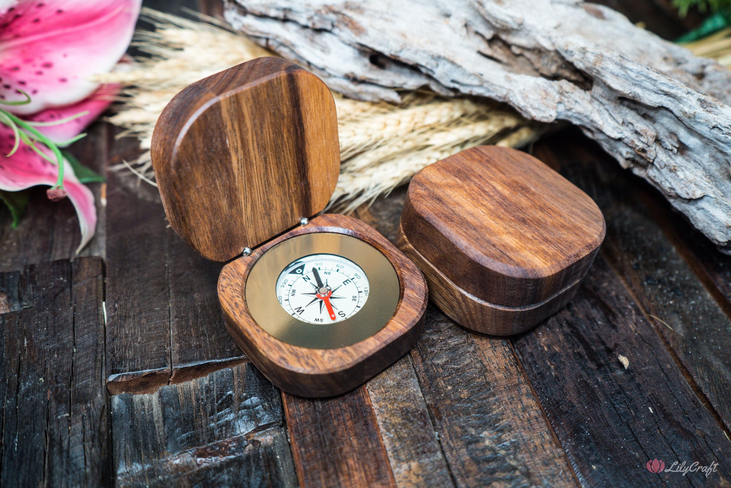 Custom wooden compass for a graduation gift made from spotted gum hardwood