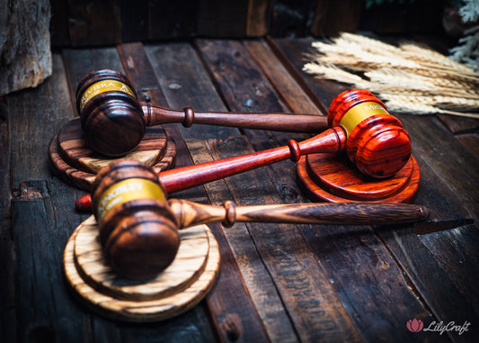 engraved company president gavel gift set