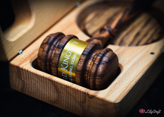 personalised auction hammer gift with engraved band