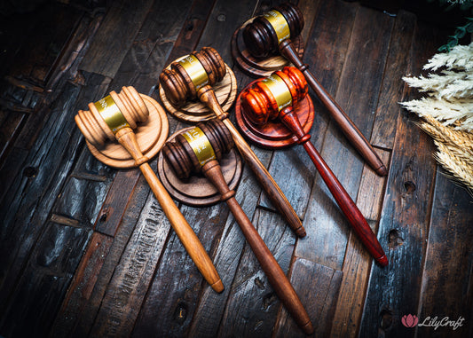 personalised auctioneer gavel with engraved band