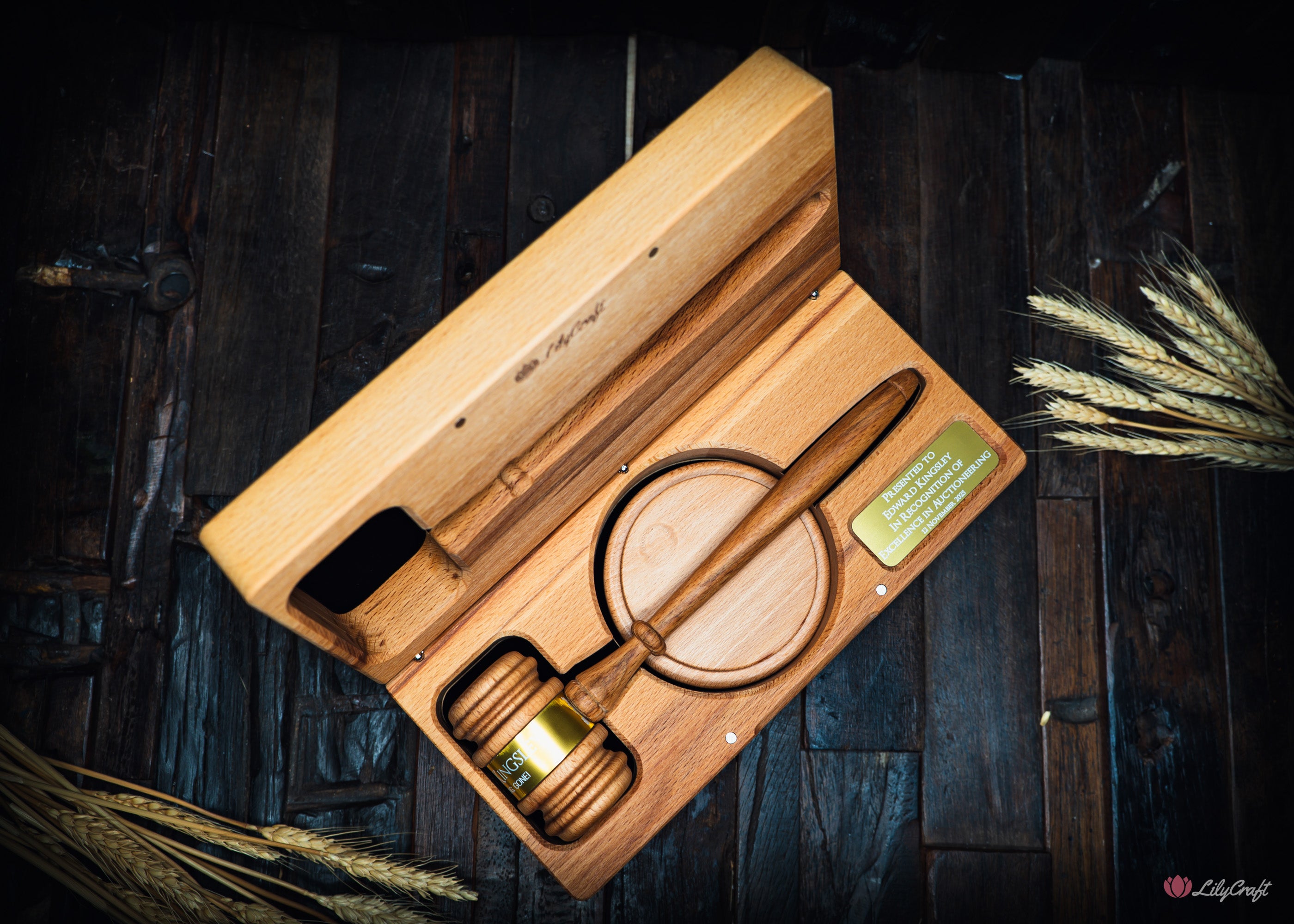 personalised gavel australia beech wood with gift box