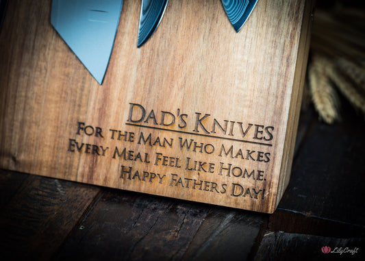 Magnetic acacia knife block for chef knives