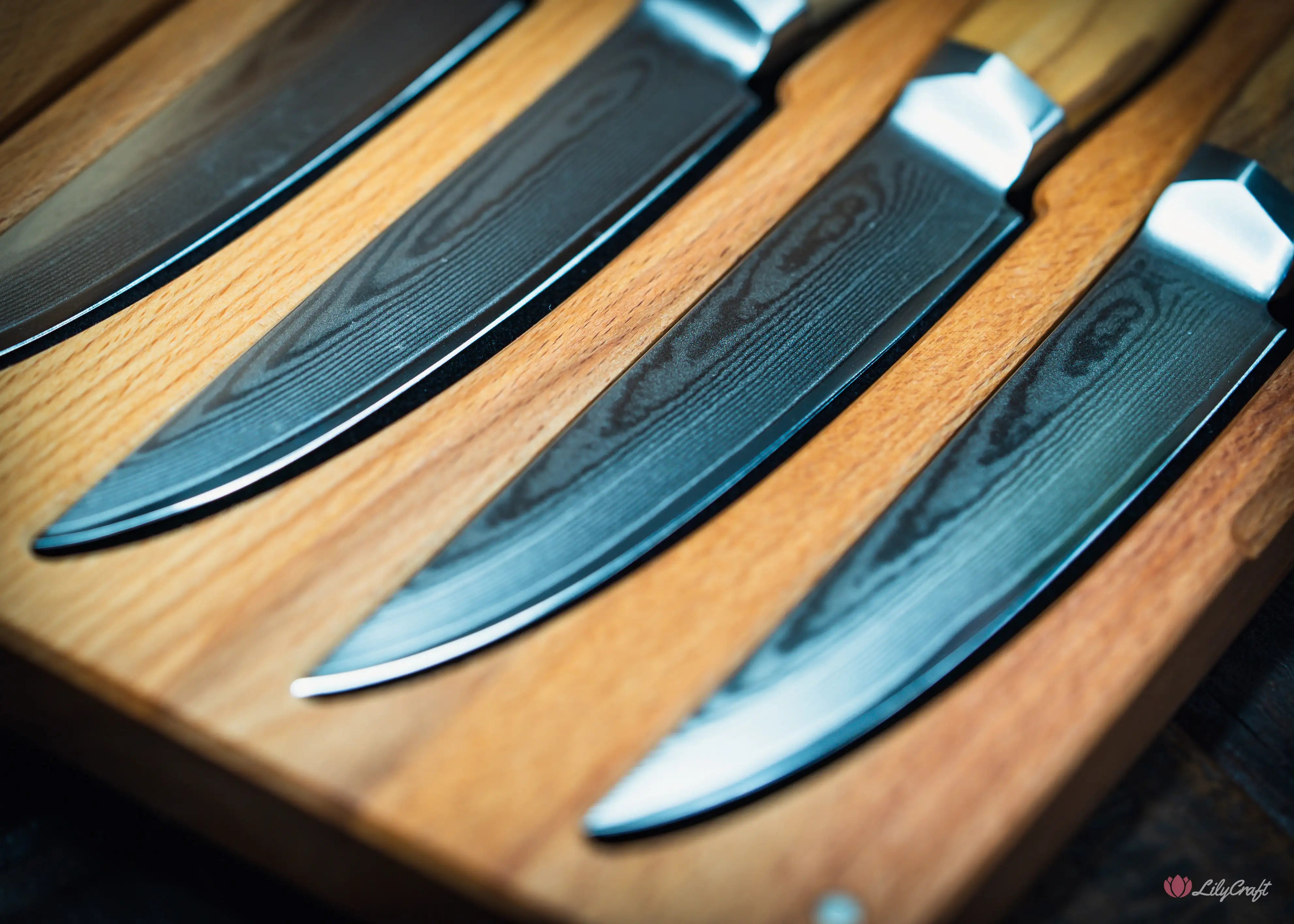 steak knife set olive wood handles