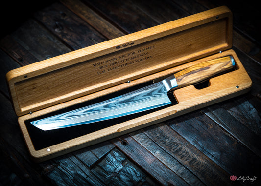 Father’s Day carving knife with engraved wood box