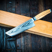 Flat-blade kitchen knife with olive wood handle