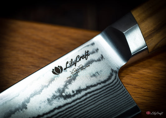 Personalised Japanese veggie knife with wood grip
