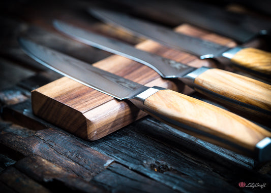 Custom magnetic knife strip wall organiser