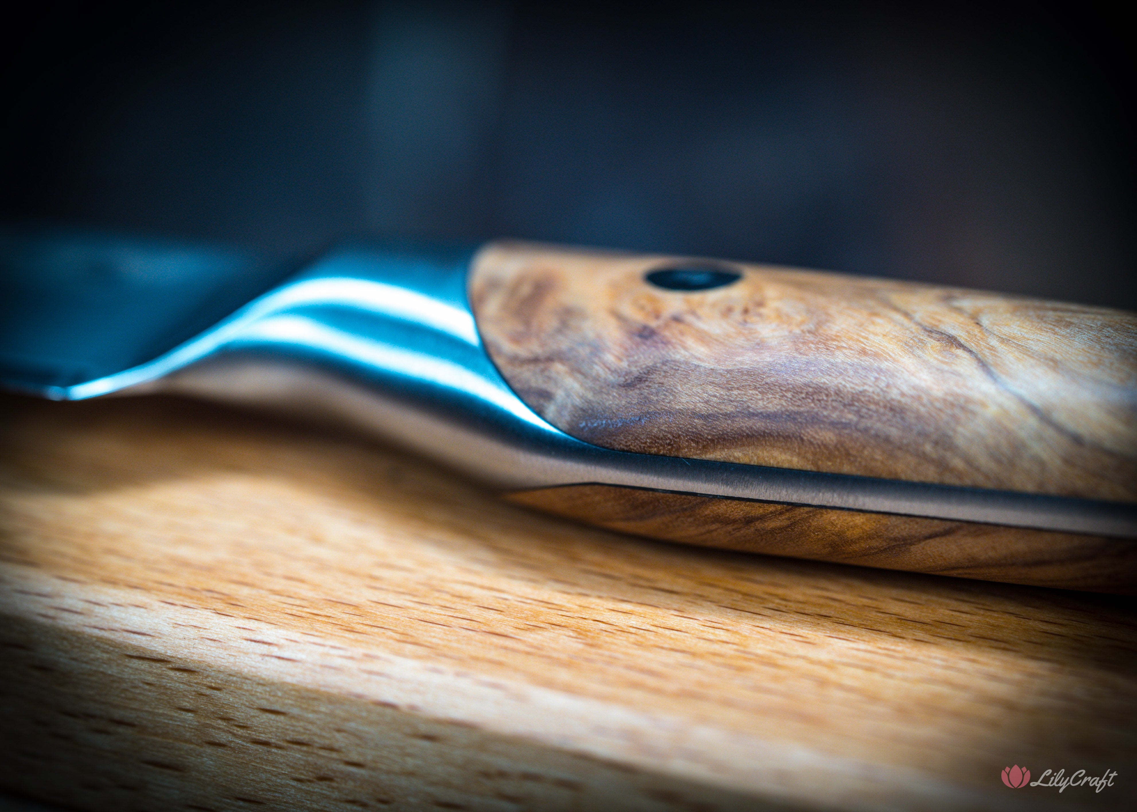 Premium Damascus bread knife in personalised case