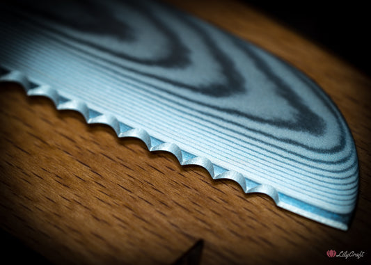 Long serrated bread knife with comfortable wood handle