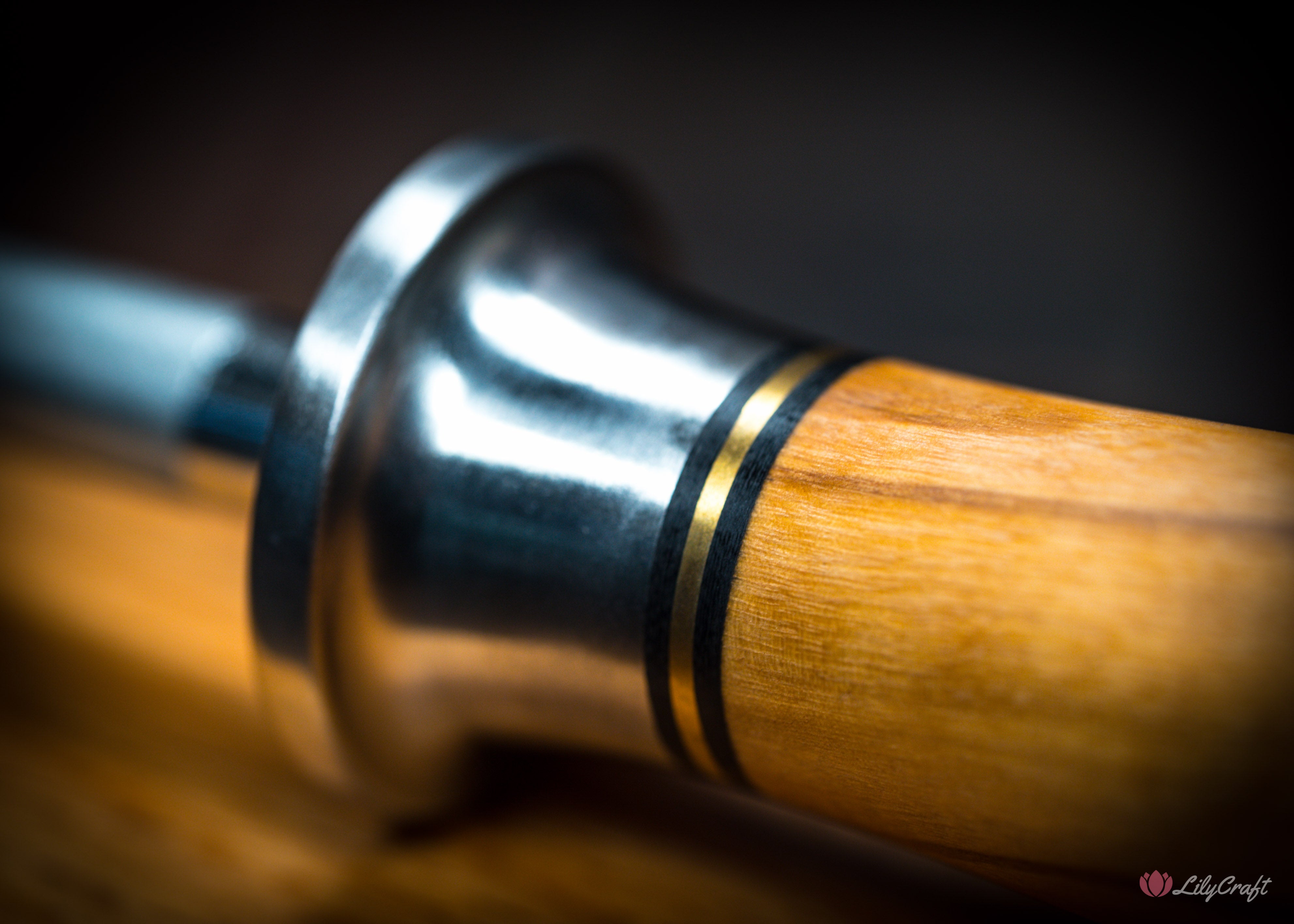 Custom engraved knife sharpener with wood handle