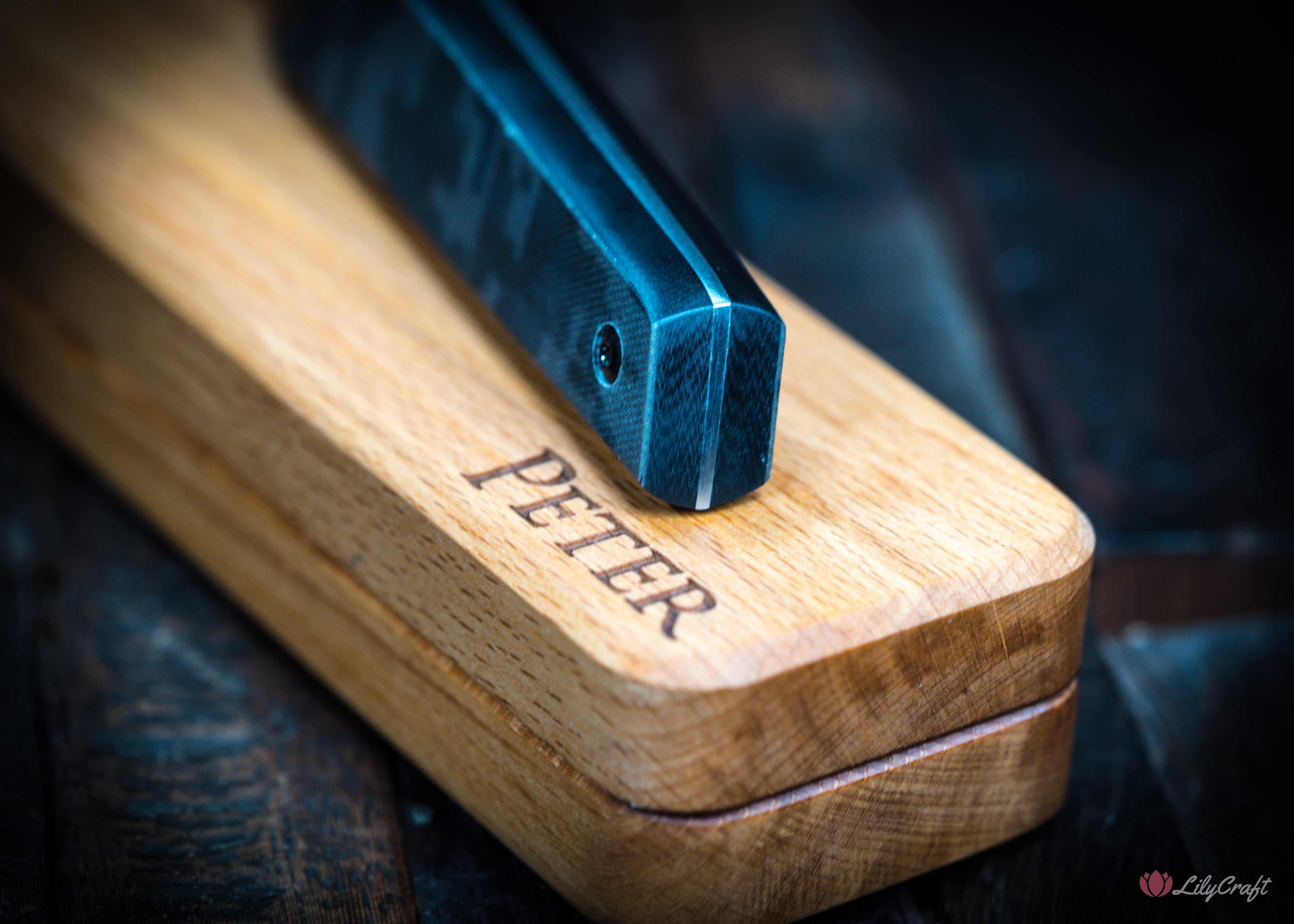 Custom engraved camo knife for men