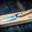 Compact chef knife in wooden presentation box