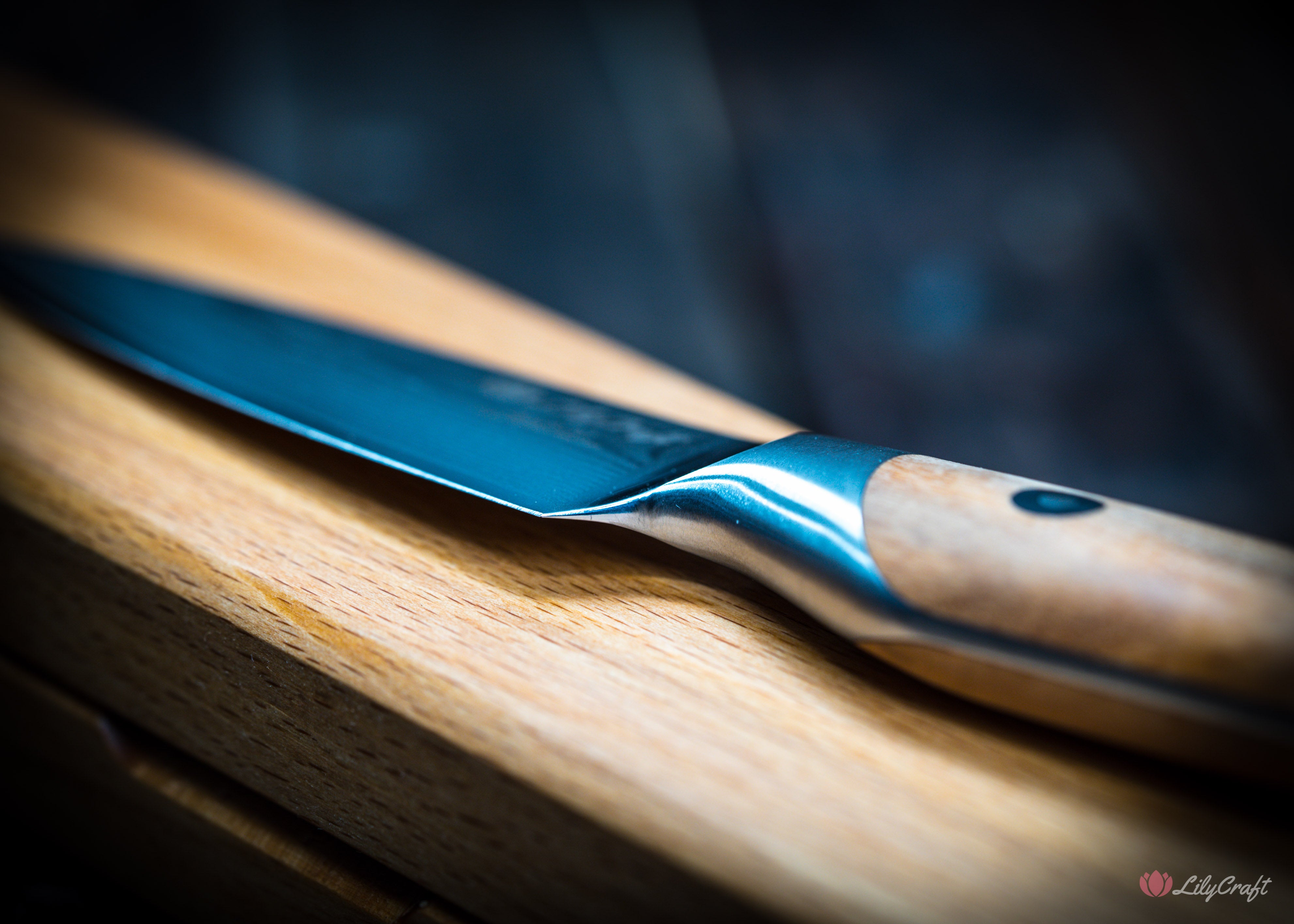 Mini chef knife in custom wooden box