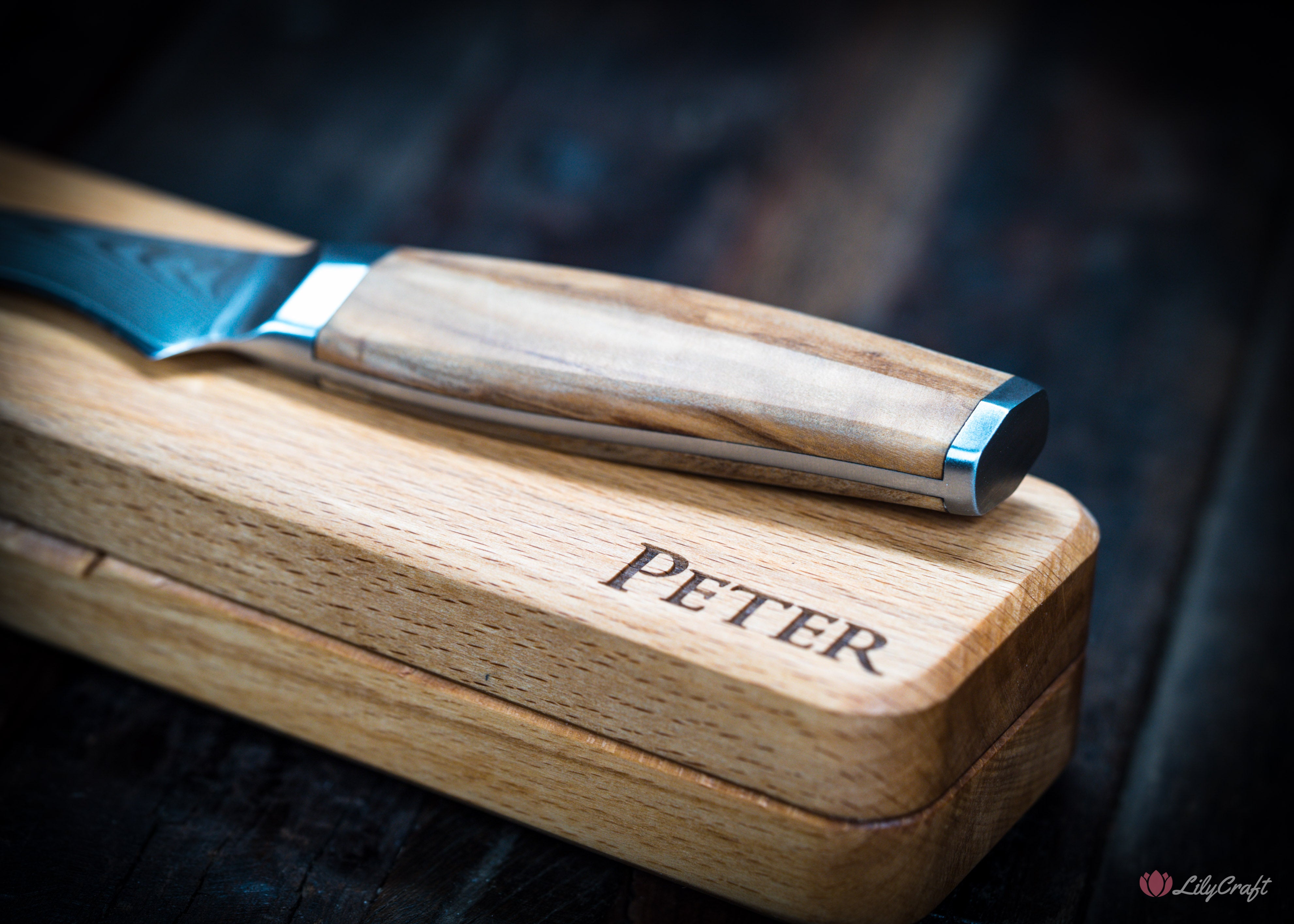 Olive wood boning knife for kitchen or barbecue