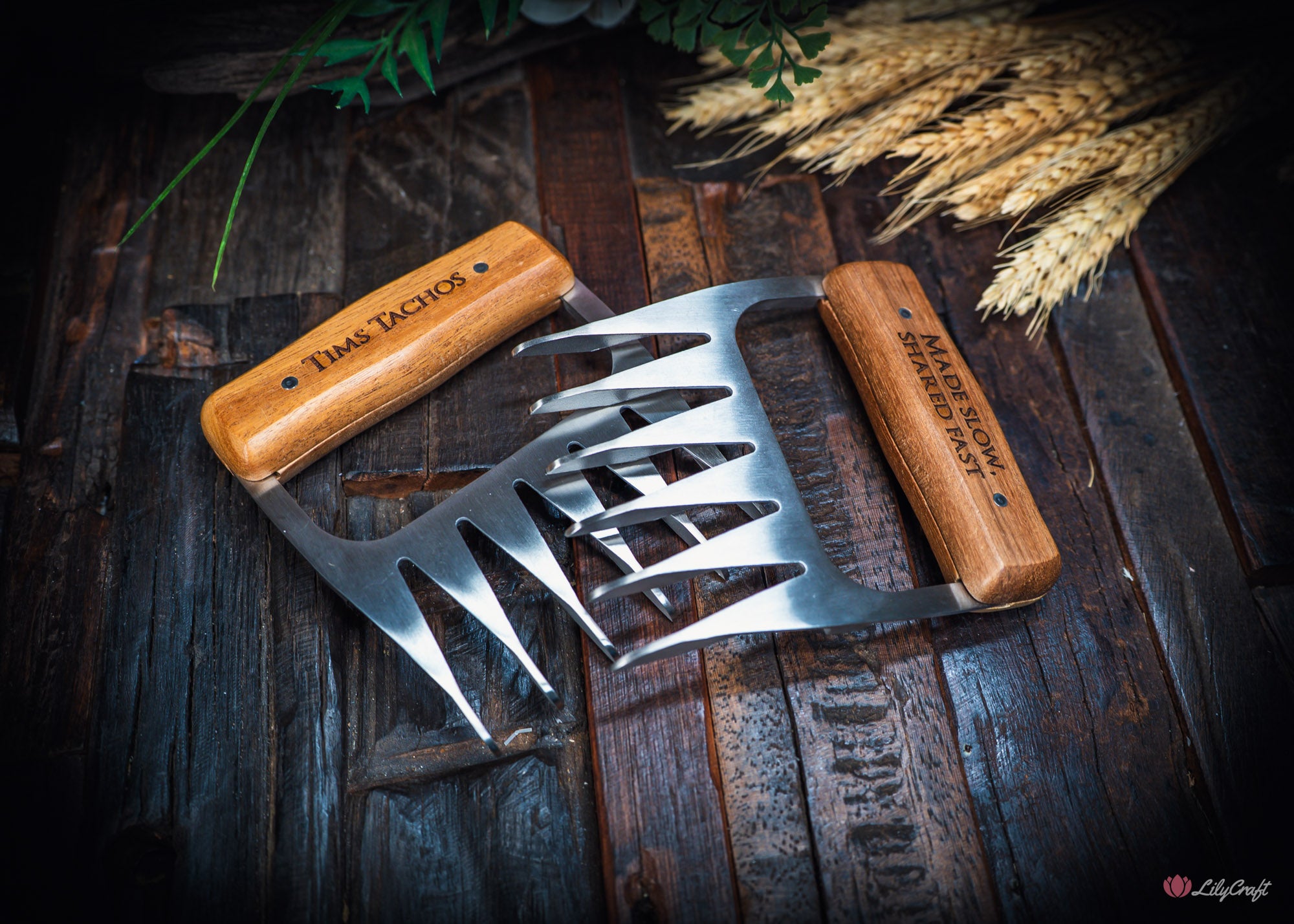 engraved cooking tools for backyard smoker setup