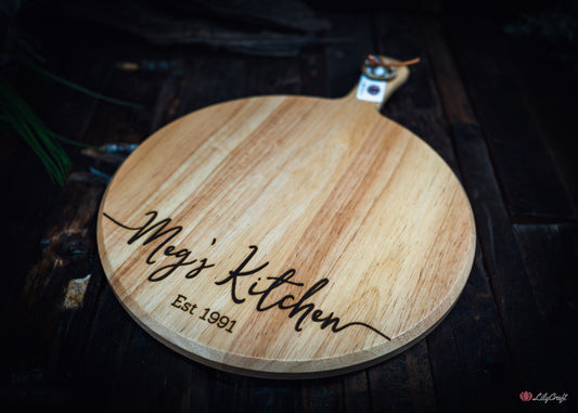 rubberwood cutting board personalised engraved