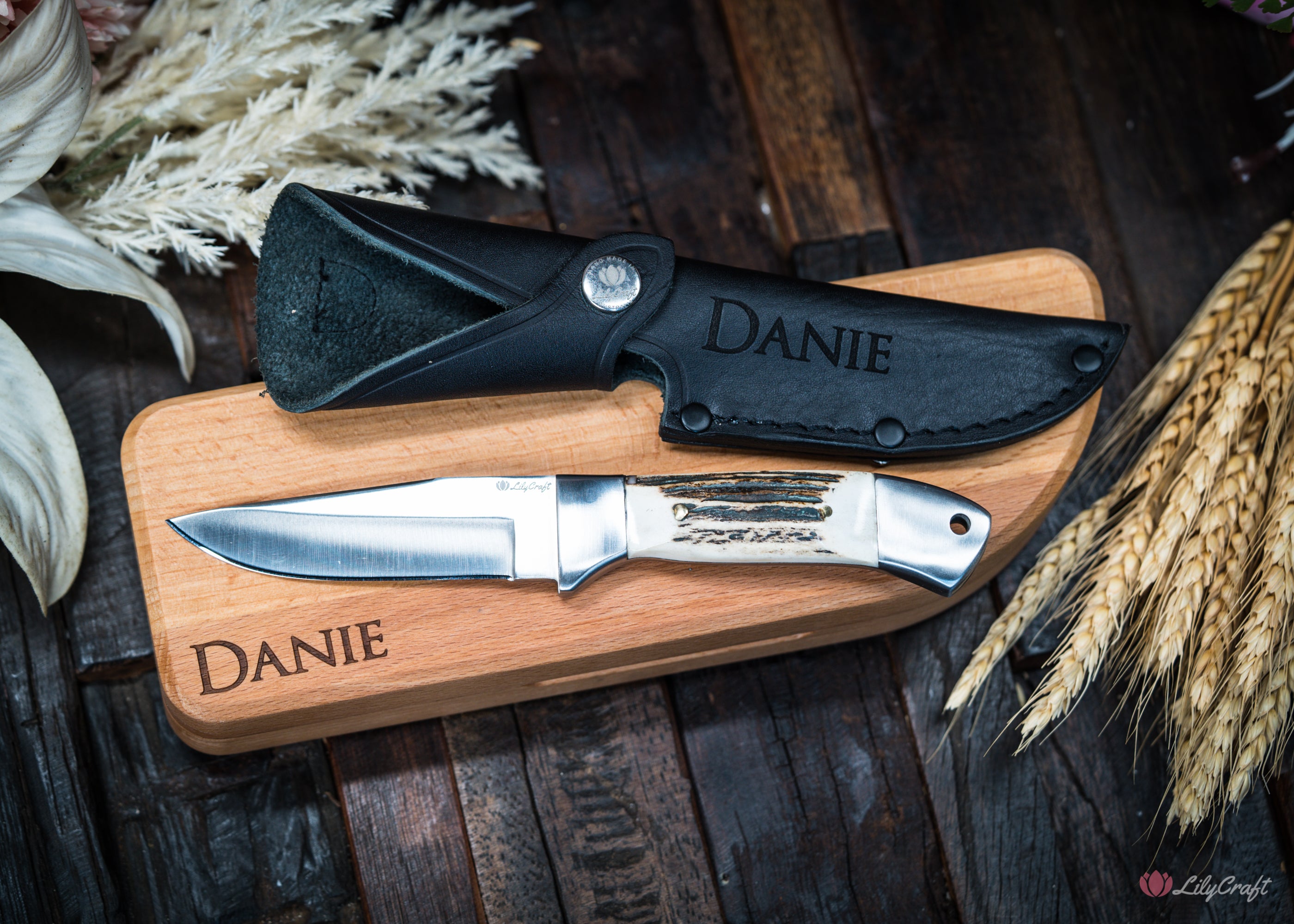 full tang stag horn hunting knife personalised australia