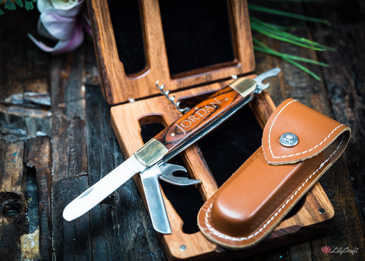 best personalised pocket knives australia swiss pocket knife with wooden box and leather pouch