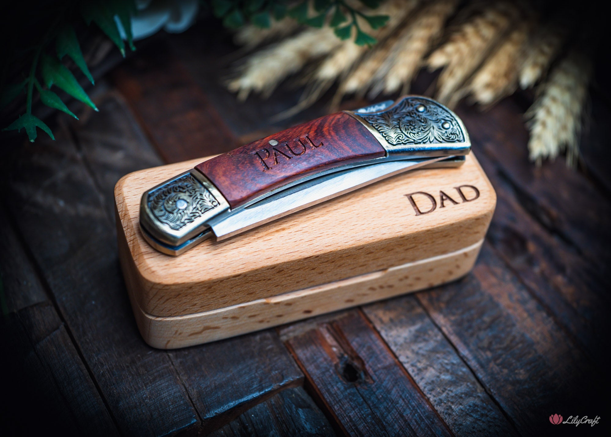 monogram engraved pocket knife for men
