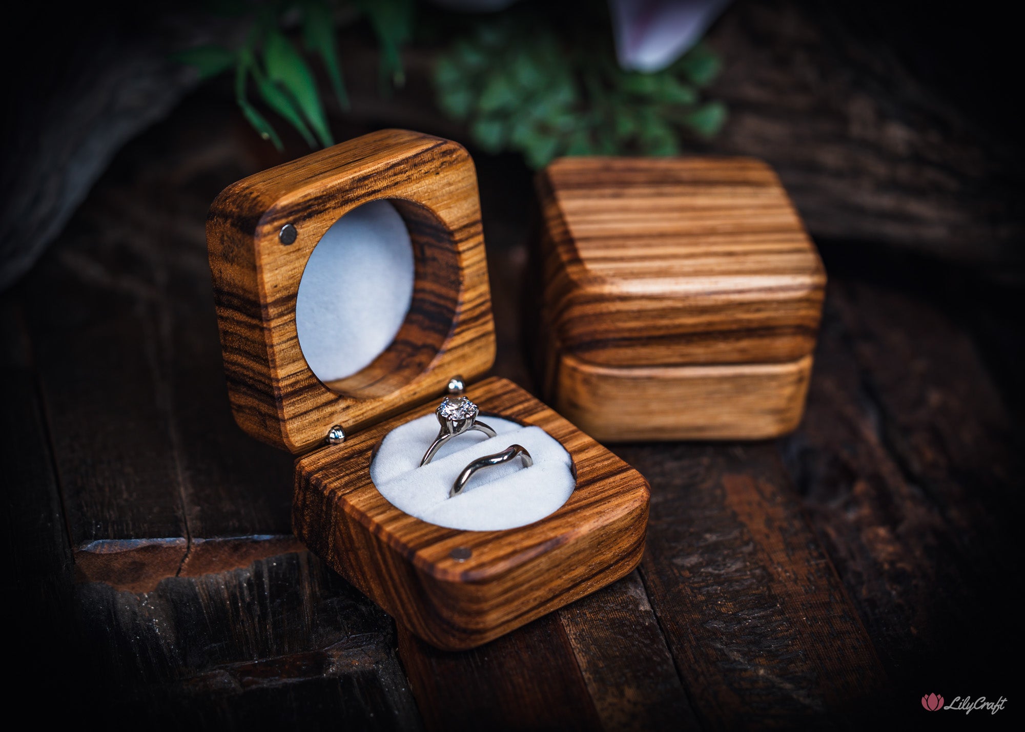zebrano wedding ring box rare timber ring boxes