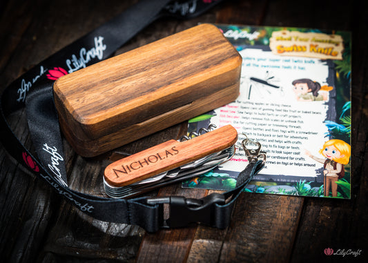 kids pocket knife with neck lanyard