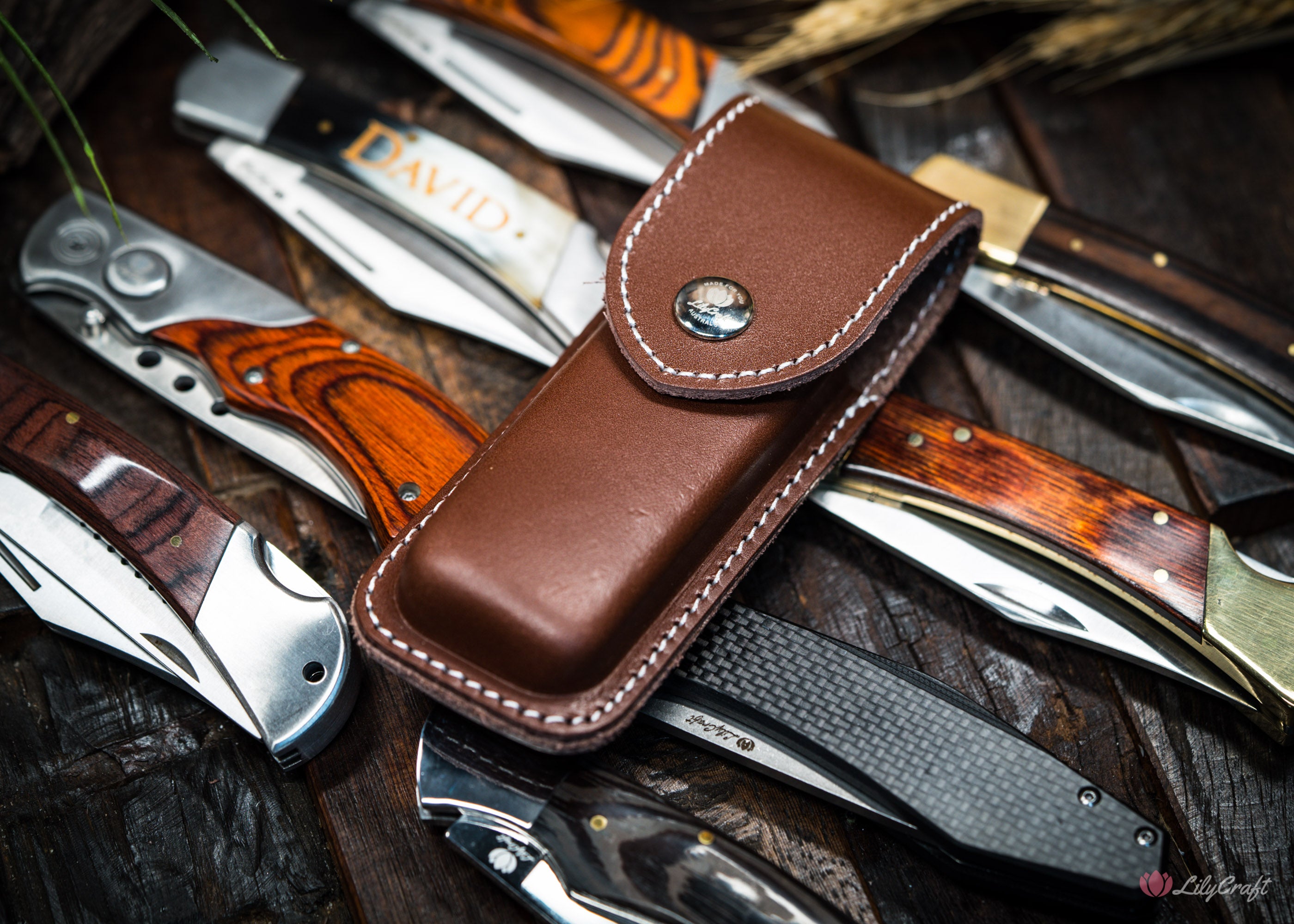 personalised folding knife pocket knife pouch from leather