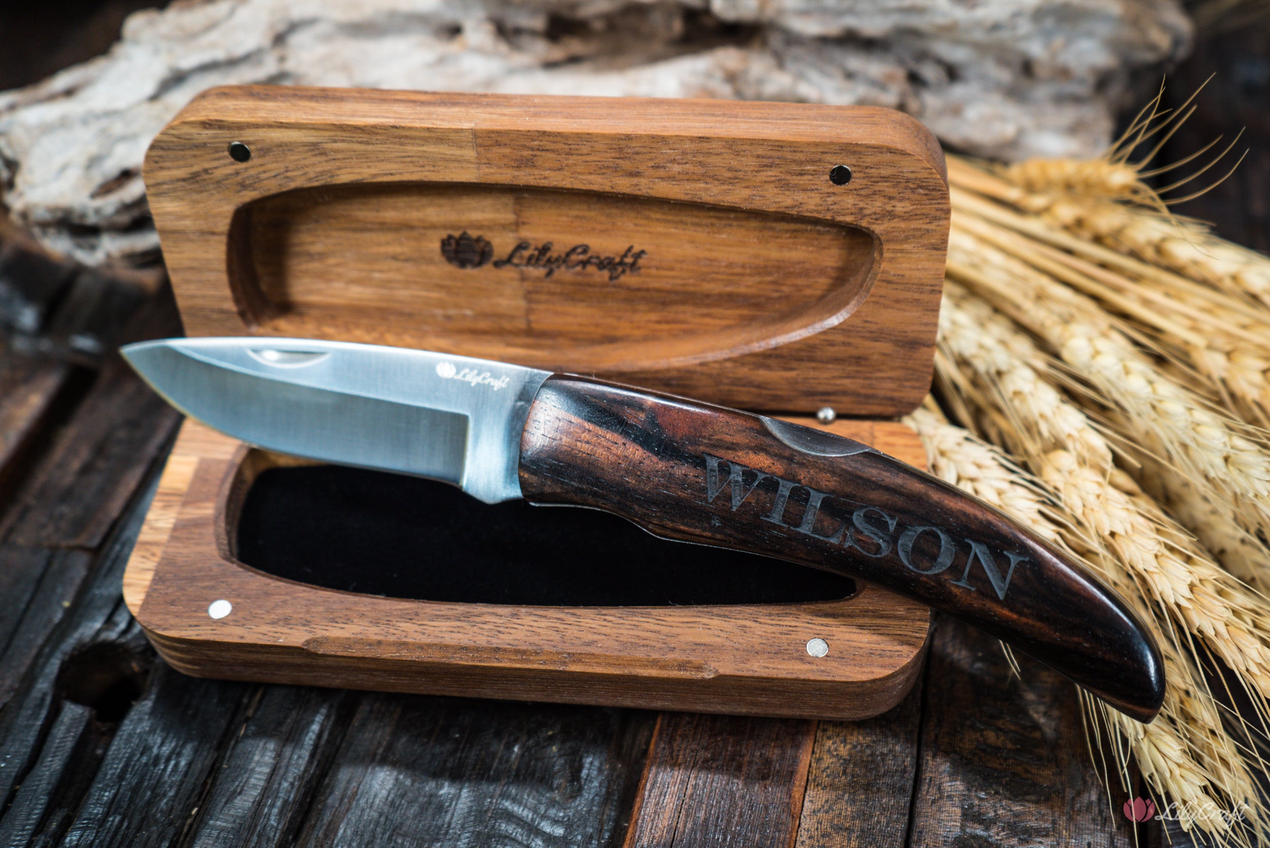 personalised ebony handle pocket knife with gift box