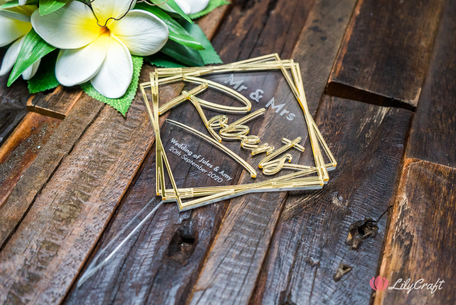 engraved perspex wedding cake topper custom mirror wedding cake topper