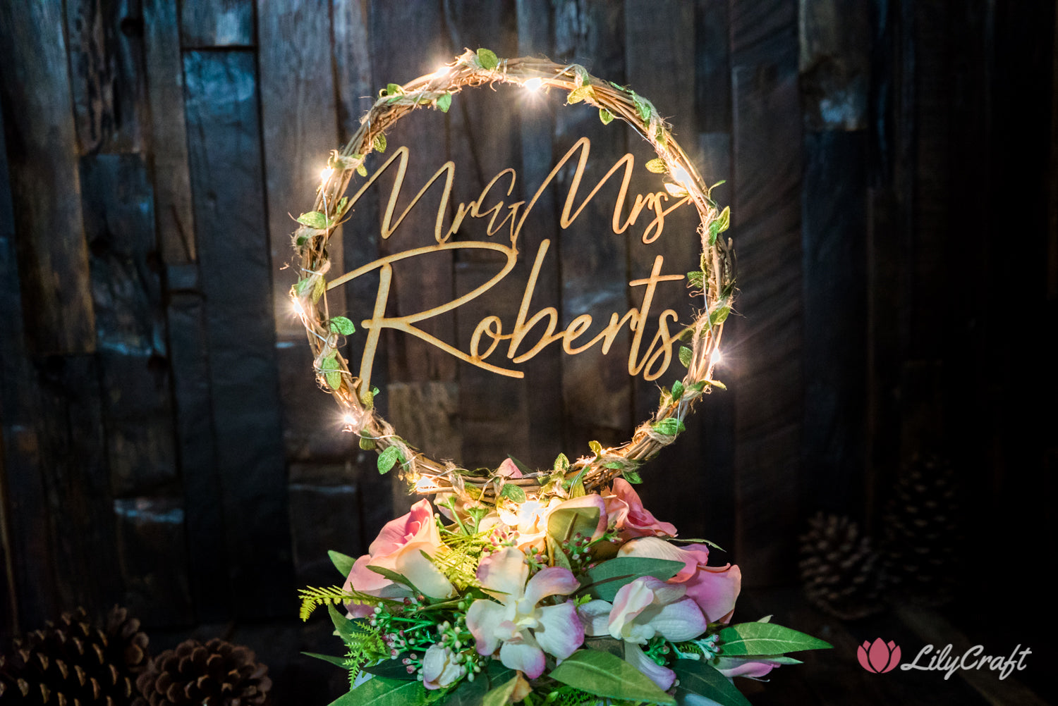 light up wedding cake circle cake topper