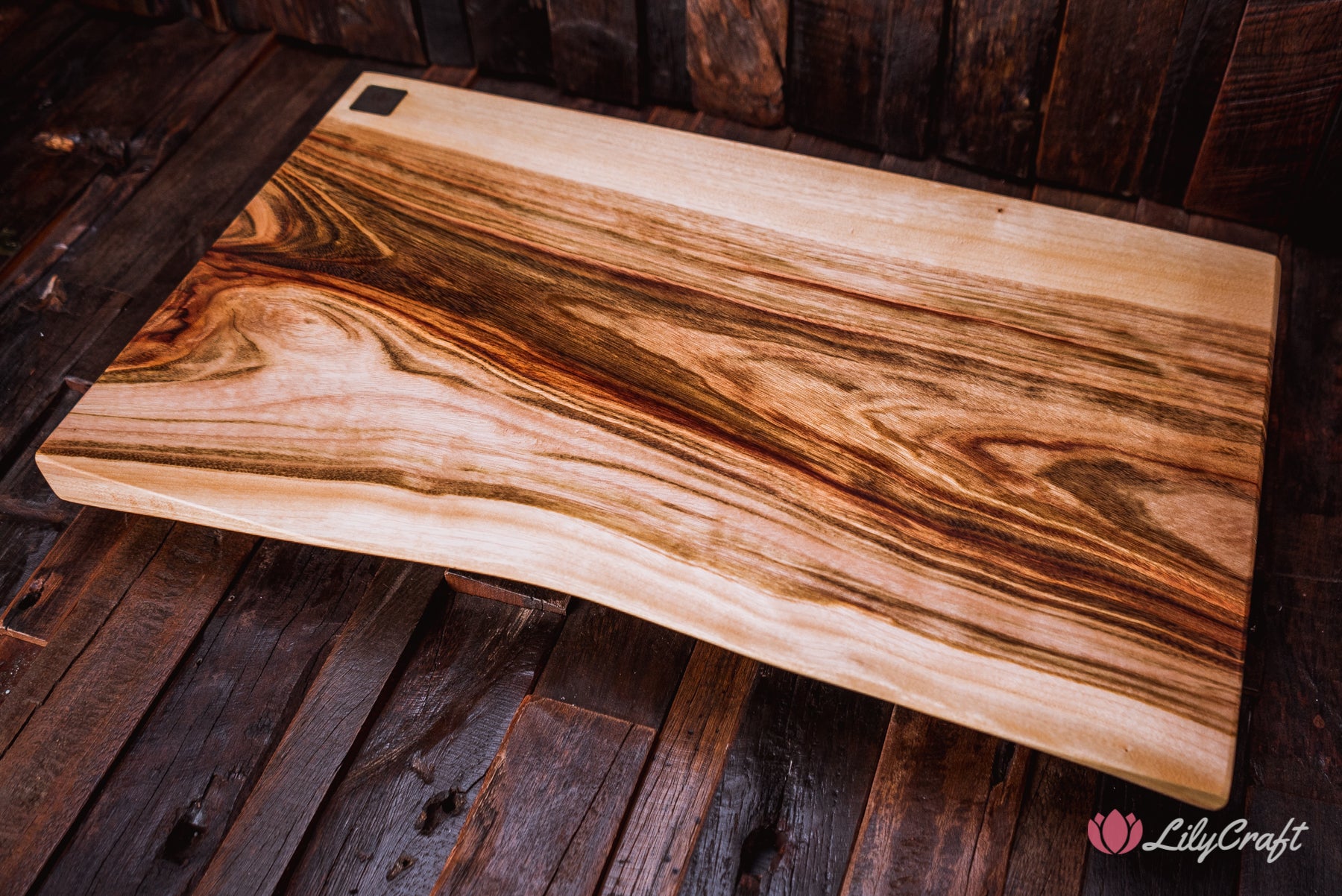 Live Edge Engraved Serving Board - The Natural edge cheese board.