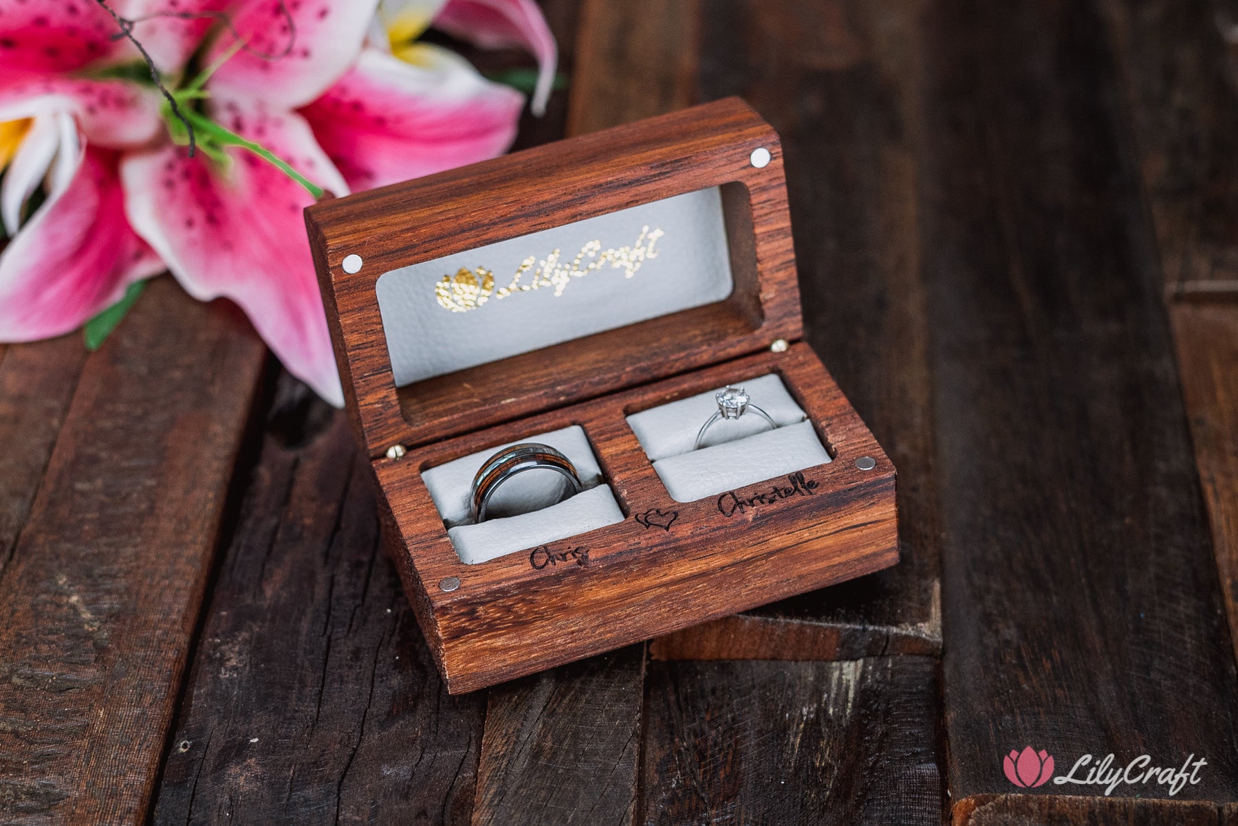 white leather wedding ring box