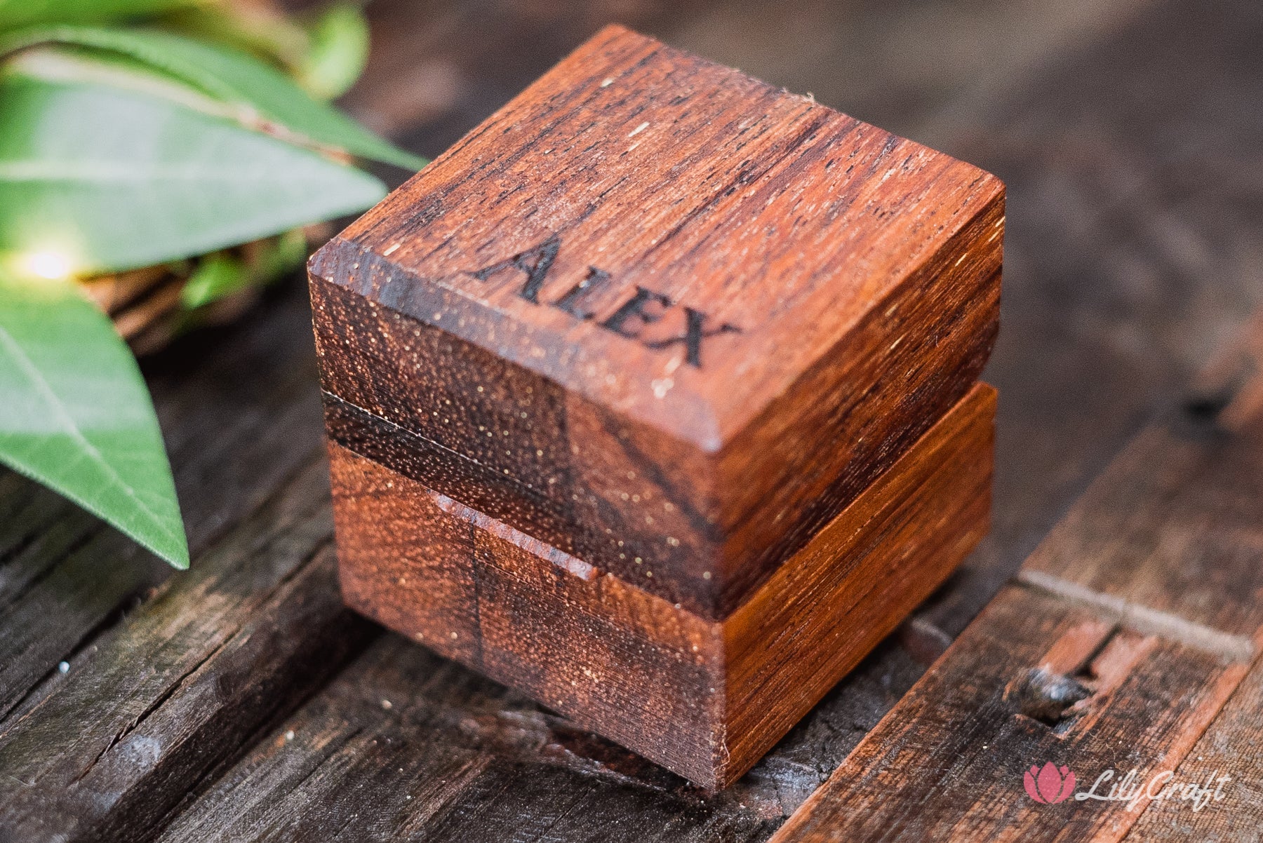 Engagement Ring Box. Wooden Engraved Wedding Proposal Ring Box.