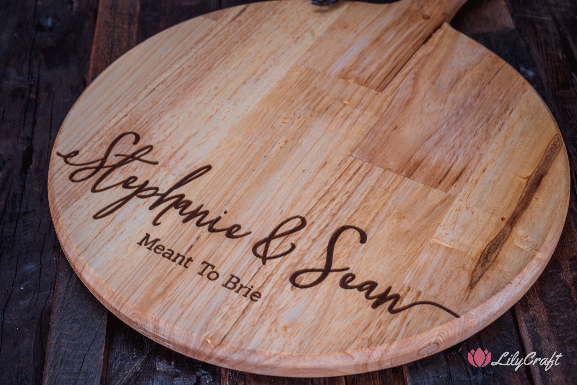 engraved wooden cheeseboard