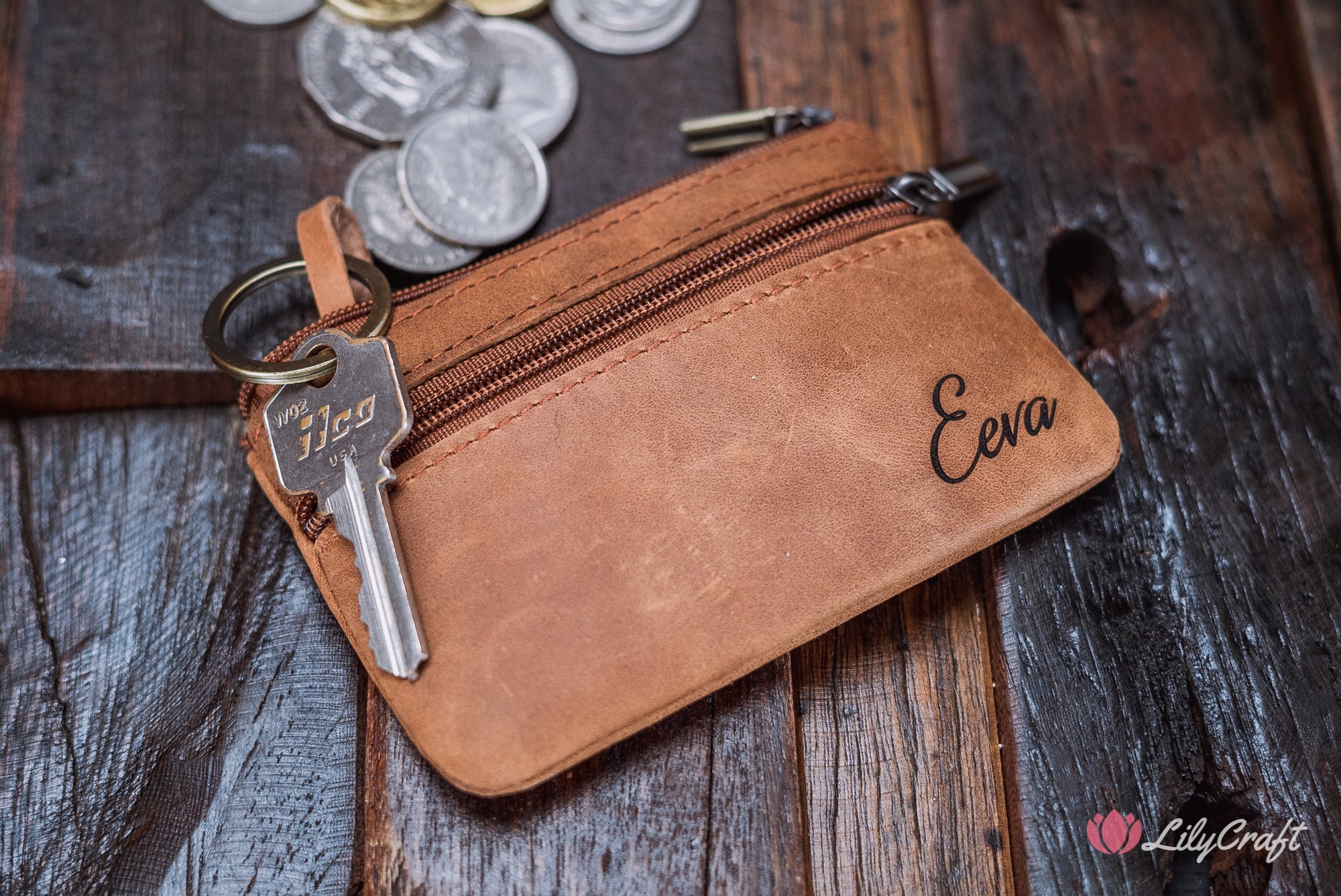 engraved coin purse