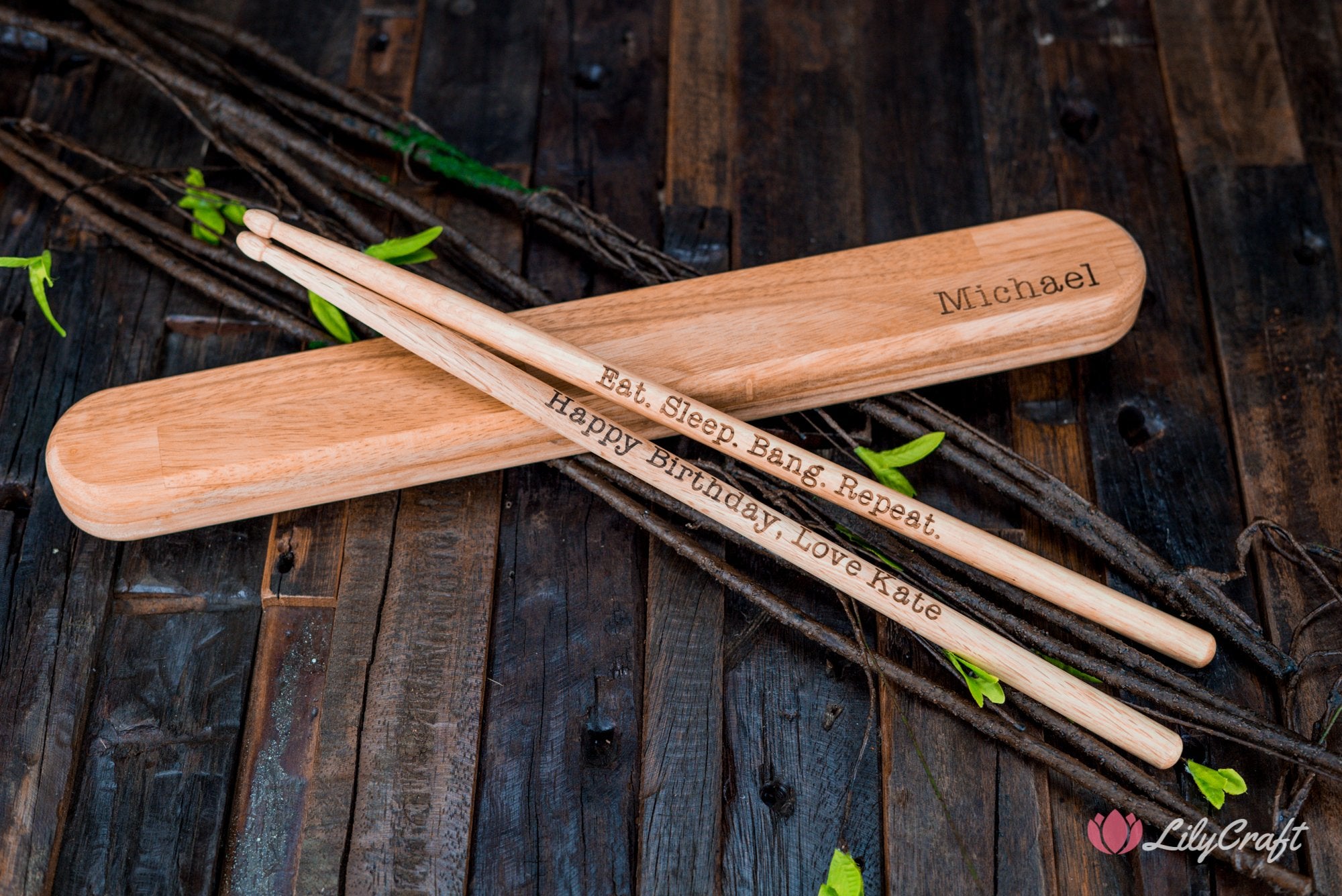 Custom shop engraved drumsticks