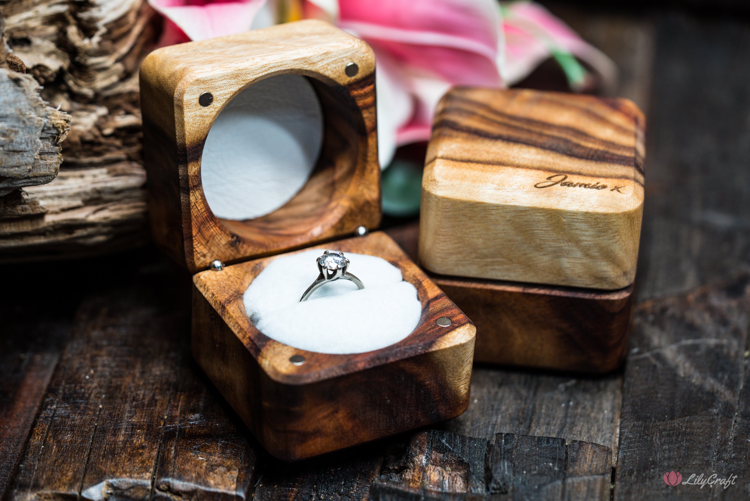 Personalized camphor wood ring box