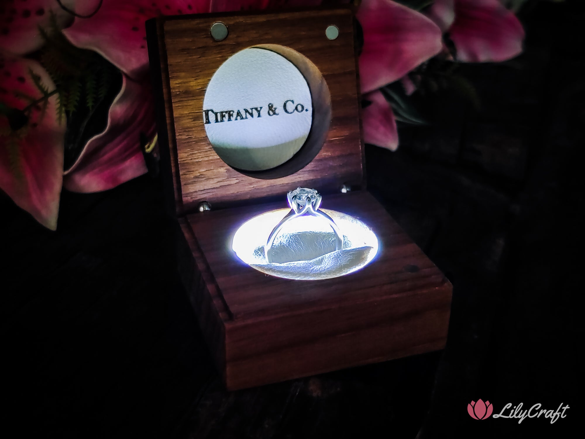 LED Light Ring Box with personalised engraving.
