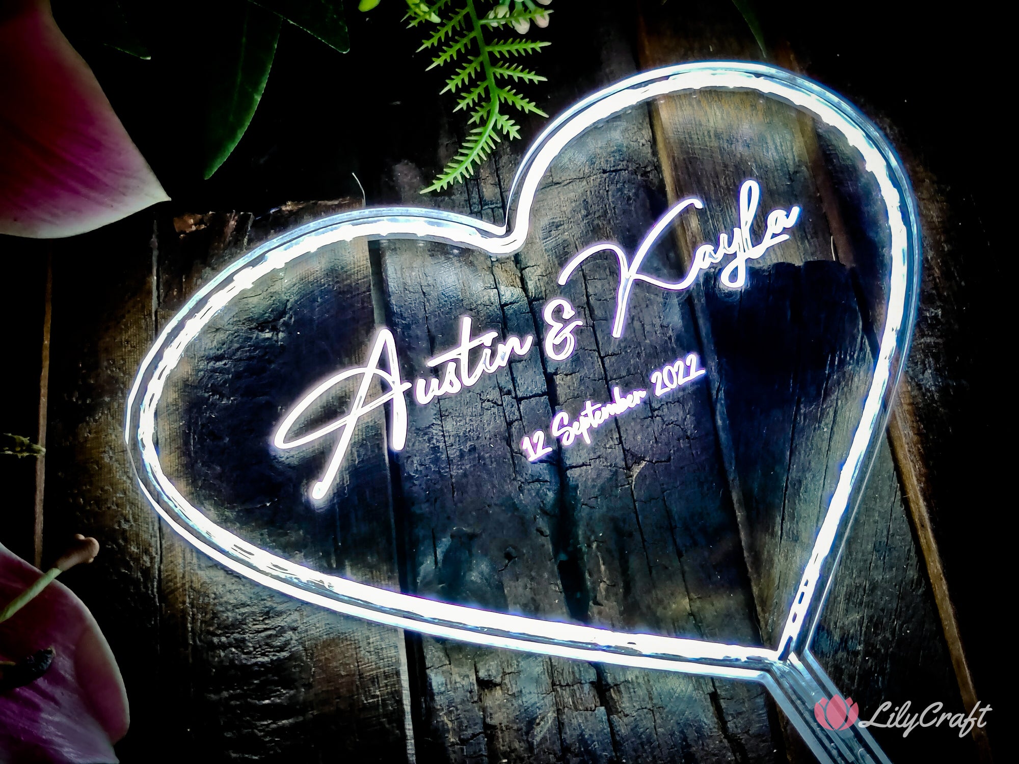 engraved personalised light up cake topper